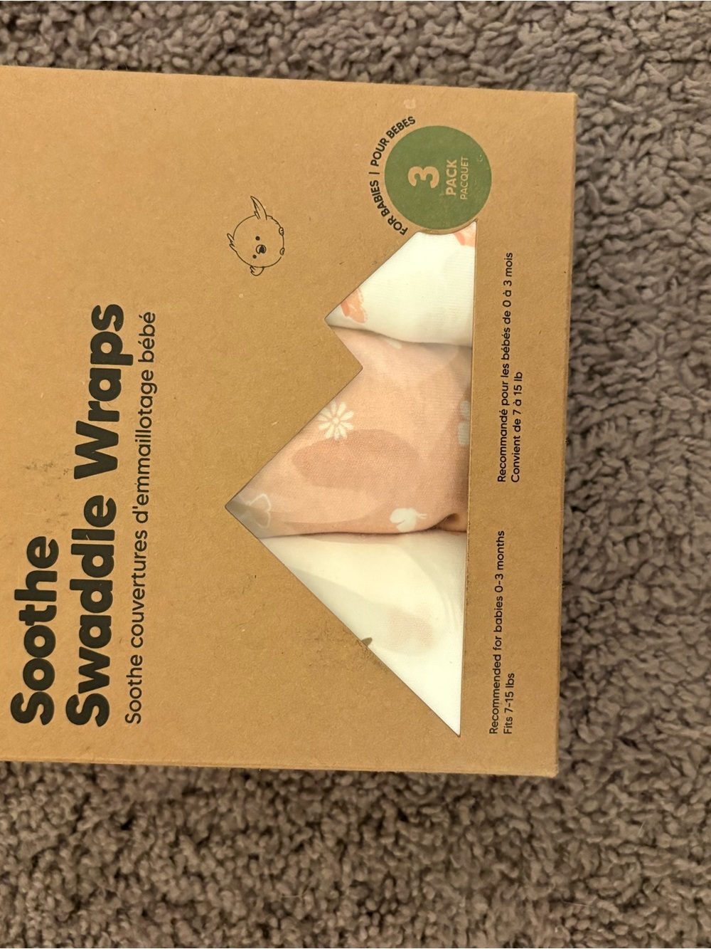 Soothie Swaddle Wraps - Peach & White 3-Pack